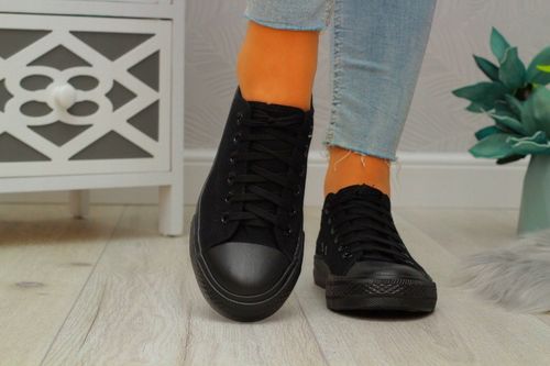 TRAMPKI DAMSKIE CZARNE BUTY SPORTOWE TENISÓWKI KLASYCZNE ALL BLACK na Arena.pl