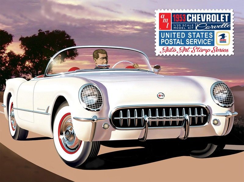 Model Plastikowy - Samochód 1:25 1953 Chevy Corvette (USPS Stamp Series) zdjęcie 1