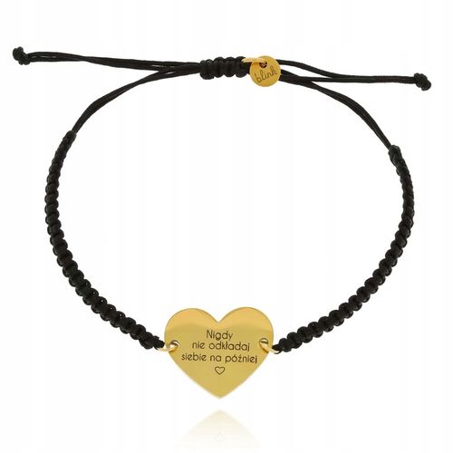 Bransoletka dla przyjaciółki z grawerem cytat na prezent stal 316 l sznurek na Arena.pl