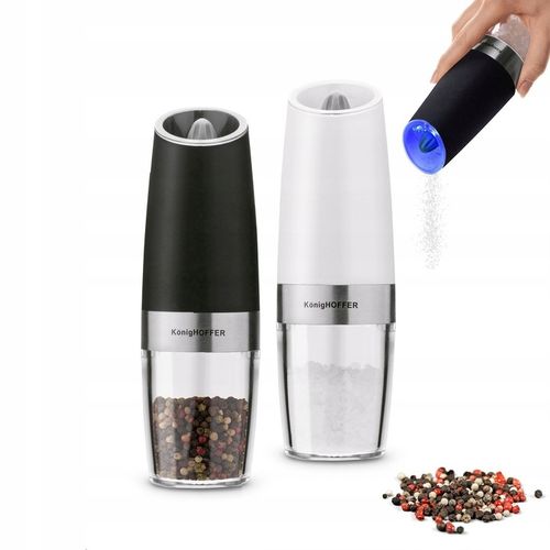 Zestaw 2x MŁYNEK ELEKTRYCZNY PIEPRZU i SOLI biały i czarny Konighoffer Luca na Arena.pl