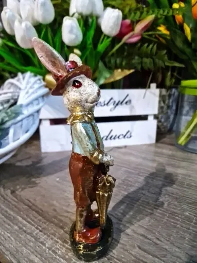 FIGURKA WIELKANOCNY ZAJĄC KRÓLIK Z PARASOLKĄ model III zdjęcie 3