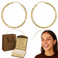 złote KOLCZYKI DAMSKIE OKRĄGŁE DIAMENTOWANE 2,7 CM KOŁA PR 925/ 585 GRAWER