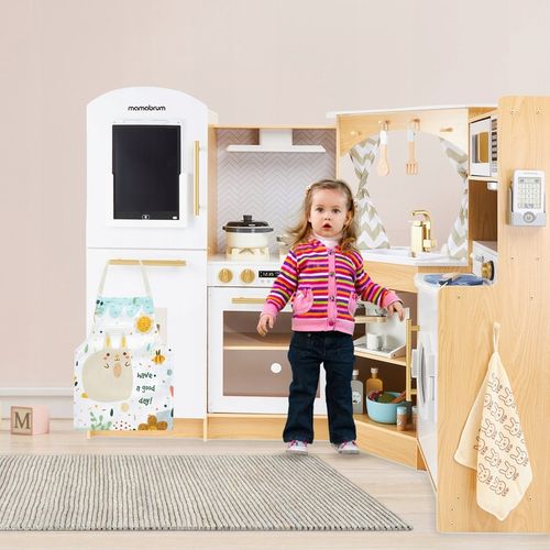 DUŻA DREWNIANA KUCHNIA INTERAKTYWNA XXXXL Z OŚWIETLENIEM LED - 50 ELEMENTÓW na Arena.pl