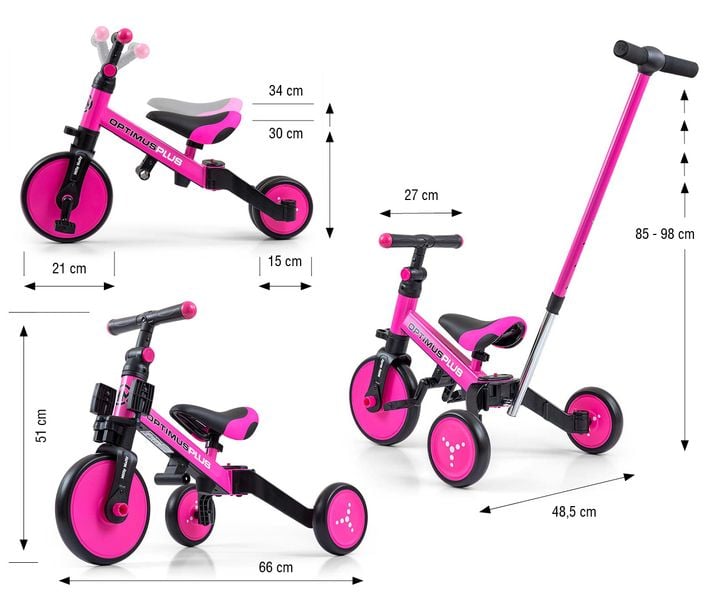 MILLY MALLY Rowerek 4w1 OPTIMUS Plus pink zdjęcie 9