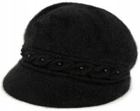 Czapka Pearl Chic - czarny | damska, ciepła, angora