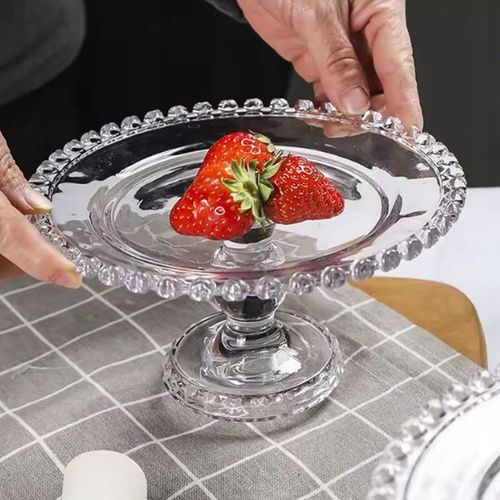 PATERA SZKLANA Z KLOSZEM I NÓŻKĄ 19,5CM NA CIASTO DESER SERY DO SERWOWANIA na Arena.pl