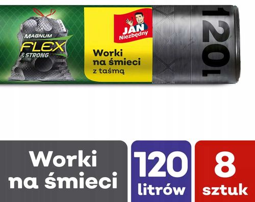 jan niezbędny worki ld magnum flex taśma 120l 8szt. - 1 op. na Arena.pl