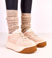 Beżowe sneakersy ocieplane na platformie Vargas 37