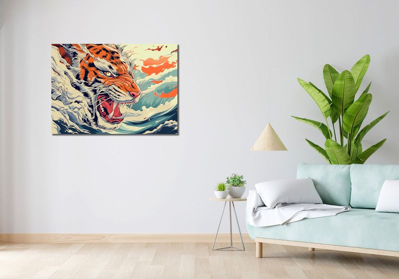 Obraz 100x70cm Tygrys Na Fali zdjęcie 2