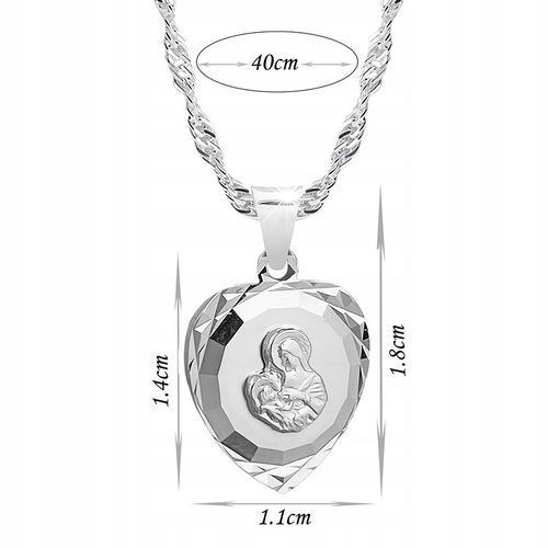 Łańcuszek Srebrny MEDALIK KOMUNIJNY Matka Boska do Komunii na Chrzest 40 cm na Arena.pl