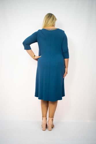 Sukienka Blue Shadow niebieska z haftem PLUS SIZE na Arena.pl