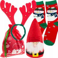 ZESTAW ŚWIATECZNY ROGI RENIFERA SKARPETKI KRASNAL GNOM WOREK PREZENTOWY