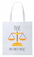 Dla Teścia Taty Prezent Torba Eco Biała Shopper Z Nadrukiem Ze Zdjęciem