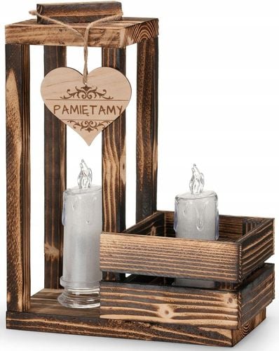 LAMPION drewniany z doniczką NA CMENTARZ STROIK baza na ŚWIĘTA GRÓB + na Arena.pl