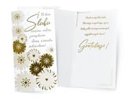 Karnet Ślub biało złote kwiaty