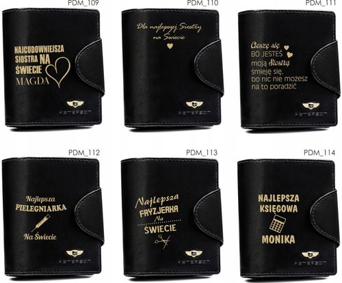 Portfel skórzany zcarny prezent DLA BABCI z GRAWEREM na Arena.pl
