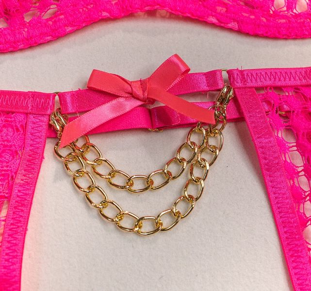 Piękny KOMPLET Bielizny Damskiej STANIK STRINGI Podwiązki POMARAŃCZ L zdjęcie 10