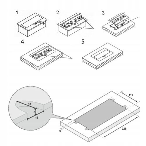 Gniazdo wpuszczane chowane w blat nablatowe USB USB-C STALOWE na Arena.pl