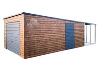 GARAŻ BLASZANY 4X6 POZIOM - SPAD TYŁ BRAMA UCHYLNA - WIATA GB301