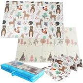 mata piankowa edukacyjna składana las zwierzęta antypoślizgowa - 150x200cm