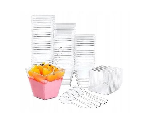 PUCHARKI POJEMNIKI NA DESERKI 120ml + ŁYŻECZKI SŁODKI STÓŁ 50szt na Arena.pl