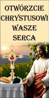 Baner religijny 120x60 cm Dekoracja boże ciało otwórzcie chrystusowi serca