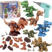 KLOCKI KONSTRUKCYJNE DINOZAURY DUŻY ZESTAW DO SKRĘCANIA FIGURKI + WKRĘTARKA