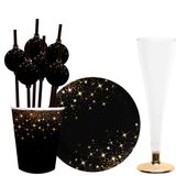 Zestaw zastawy Sparkling - talerzyki, kubeczki, słomki, kieliszki