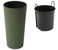 Doniczka Lilia Jumper ECO wood + wkład 30 h57 - Zielony leśny