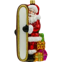 Bombka choinkowa szklana: Mikołaj z tablicą