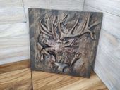 Obraz płaskorzeźba drewno JELEŃ ryk jelenia 40 cm