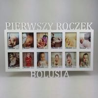 Multiramka ramka na zdjęcia z napisem  Pierwszy roczek imieniem 12 9x13