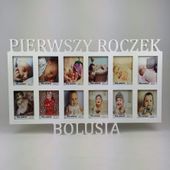 Multiramka ramka na zdjęcia z napisem  Pierwszy roczek imieniem 12 9x13