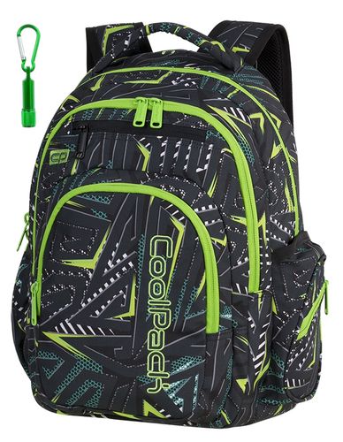 Plecak CoolPack FLASH w czarne spirale, TRIANGULAR SPIRAL + latarka (85076CP) na Arena.pl