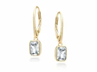 ELEGANCKIE WISZĄCE POZŁACANE SREBRNE KOLCZYKI PROSTOKĄTY BIAŁE CYRKONIE