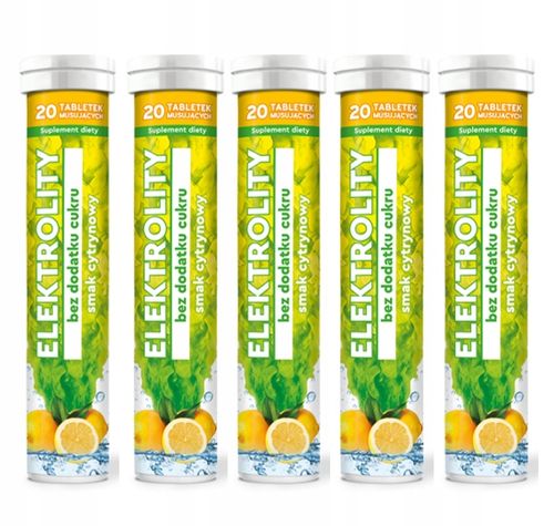 Elektrolity bez dodatku cukru 5 x 20 tabletek musujących MBM na Arena.pl