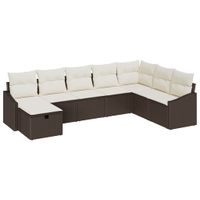 Zestaw Sof na Ogród 8 pcs Brązowy 55 x 62 x 69 cm Polirattan