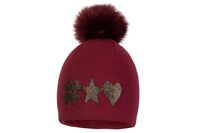 Broel NENAH czapka dla dziewczynki z pomponem bordo 47-49