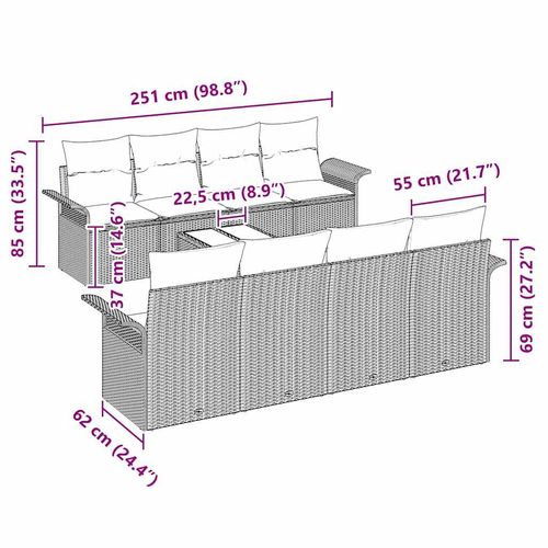 Zestaw Sof na Ogród 9 pcs Czarny Polirattan na Arena.pl