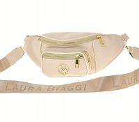 Laura Biaggi - nerka saszetka listonoszka jasny beżowy groszek MG276