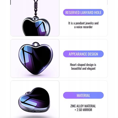 DYKTAFON PODSŁUCH W FORMIE NASZYJNIKA BRELOCZKA HQ na Arena.pl