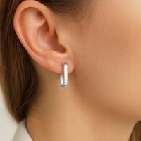 Srebrne Kolczyki 925 Owalne Prostokątne Geometryczne Paski Angielskie