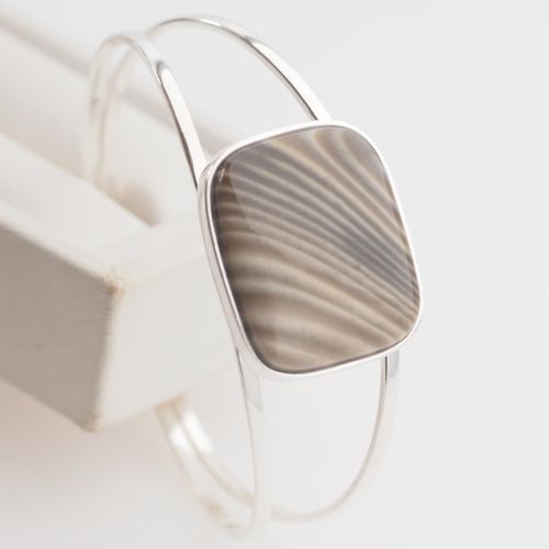 Bransoletka sztywna - Krzemień Pasiasty prostokąt i srebro 1 na Arena.pl