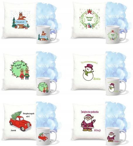 Zestaw PODUSZKA i KUBEK z nadrukiem ŚWIĄTECZNY PREZENT wesołych świąt na Arena.pl