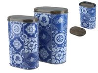 Kpl. 2 owalnych puszek metalowych