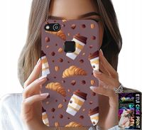 ETUI DO HUAWEI P9 LITE 2016 - CASE Z KAWĄ ROGALIKAMI I ZIARNAMI W TLE