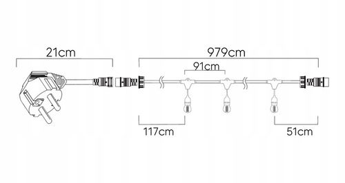 Girlanda Ogrodowa Świetlna 10m+10x Żarówka LED 1W Zewnętrzna Wodoszczelna na Arena.pl