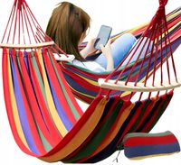 HAMAK OGRODOWY TURYSTYCZNY JEDNOOSOBOWY Z DRĄŻKIEM MOCNY 1 OSOBOWY 260x80CM