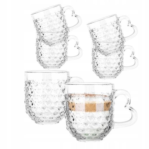 Zestaw kubków Serduszka Szklanki z uchem do kawy Altom Design 310 ml 6 szt na Arena.pl