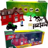 FARMA Dla Zwierząt FIGURKI Otwierany DOMEK Stajnia Zagroda z Traktorem KON